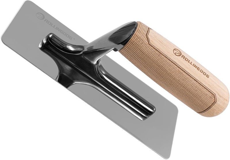 Rolling Dog Venetian Plaster Trowel 200x75mm - Mirror Polished 420 Stainless Steel Blade, Ergonomic Beech Handle for Decorative Finish and Polish - Image 1